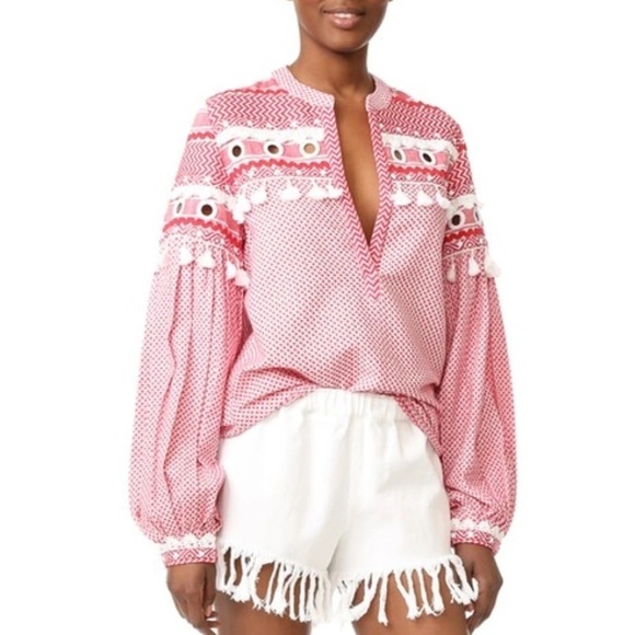 Dodo Bar Or Nathaniel top Tassel‎ Grommet Blouse Valentines Day - Picture 1 of 16